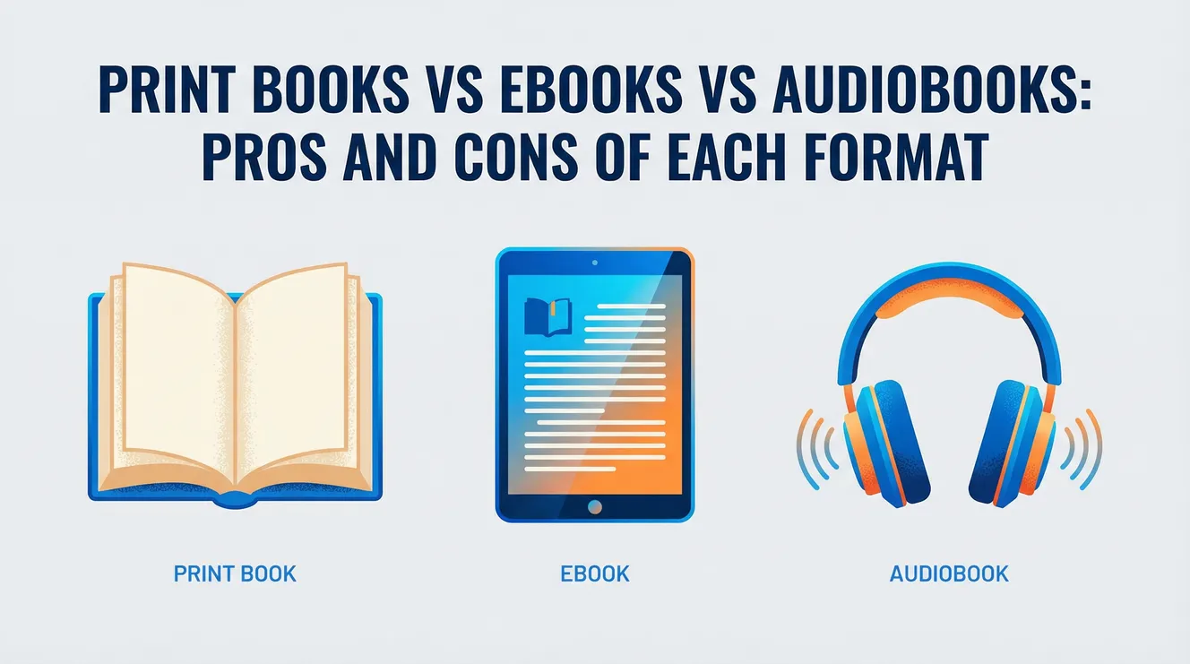 Print Books vs Ebooks vs Audiobooks: Pros and Cons of Each Format